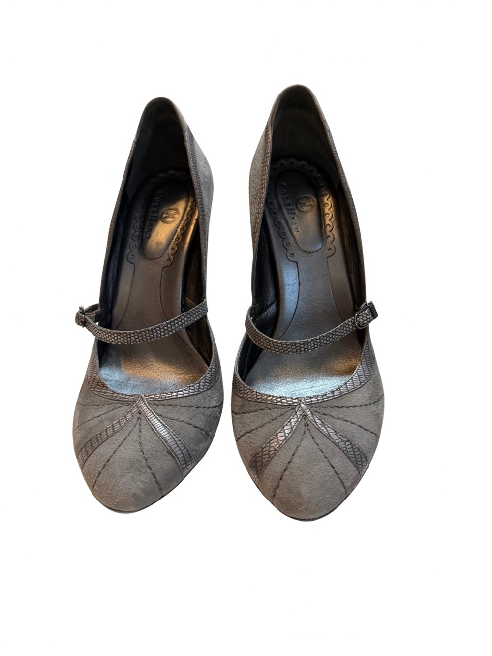 Women's Cole Haan Gray Suede Mary Jane Pumps Vintage